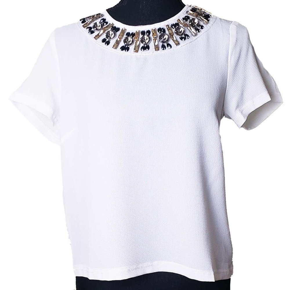 🚨Clearance🚨 Love University White Jeweled Top